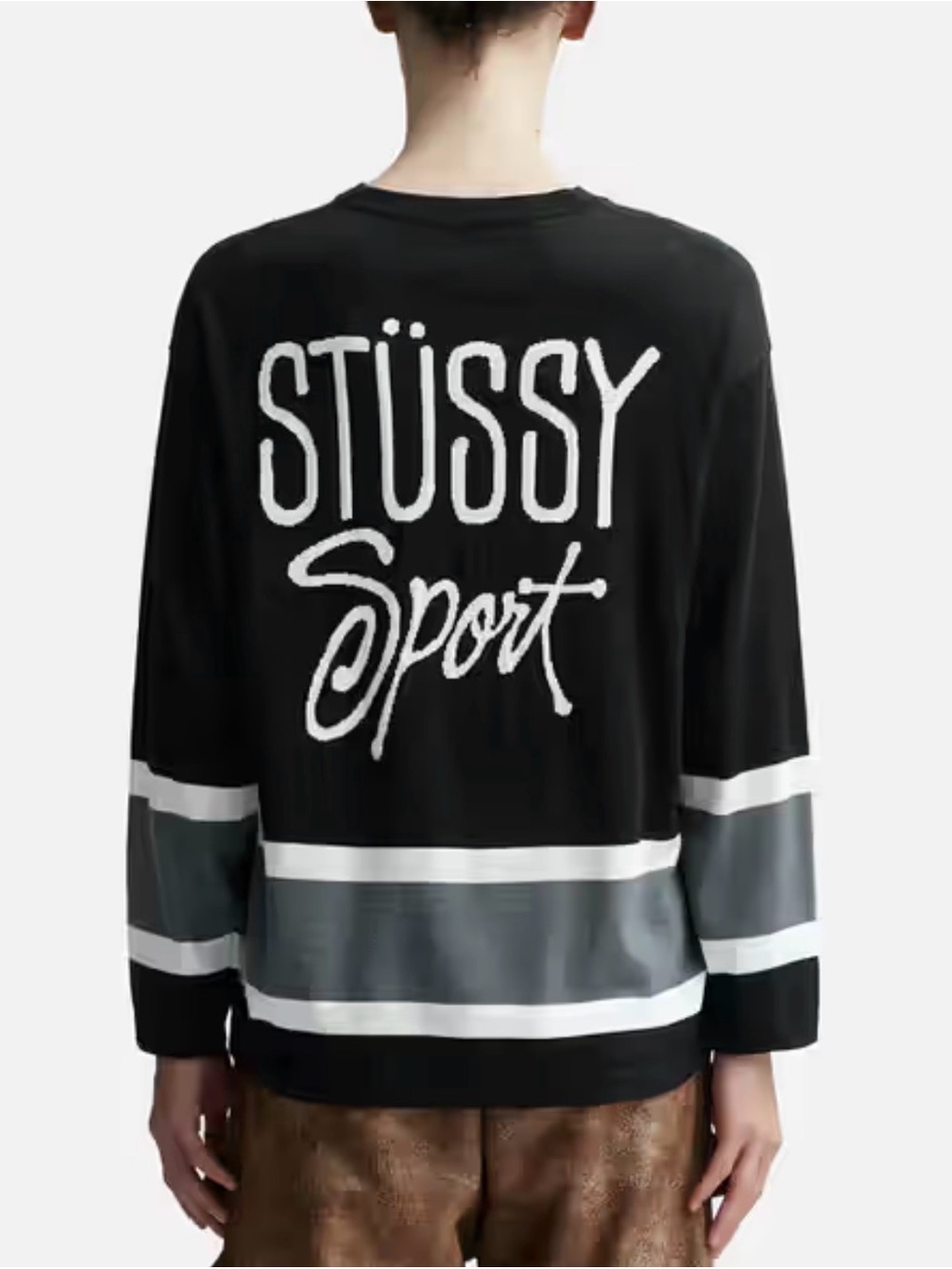 Stüssy Hockey Sweater Black White Gray V-Neck Sweater. Men’s Medium